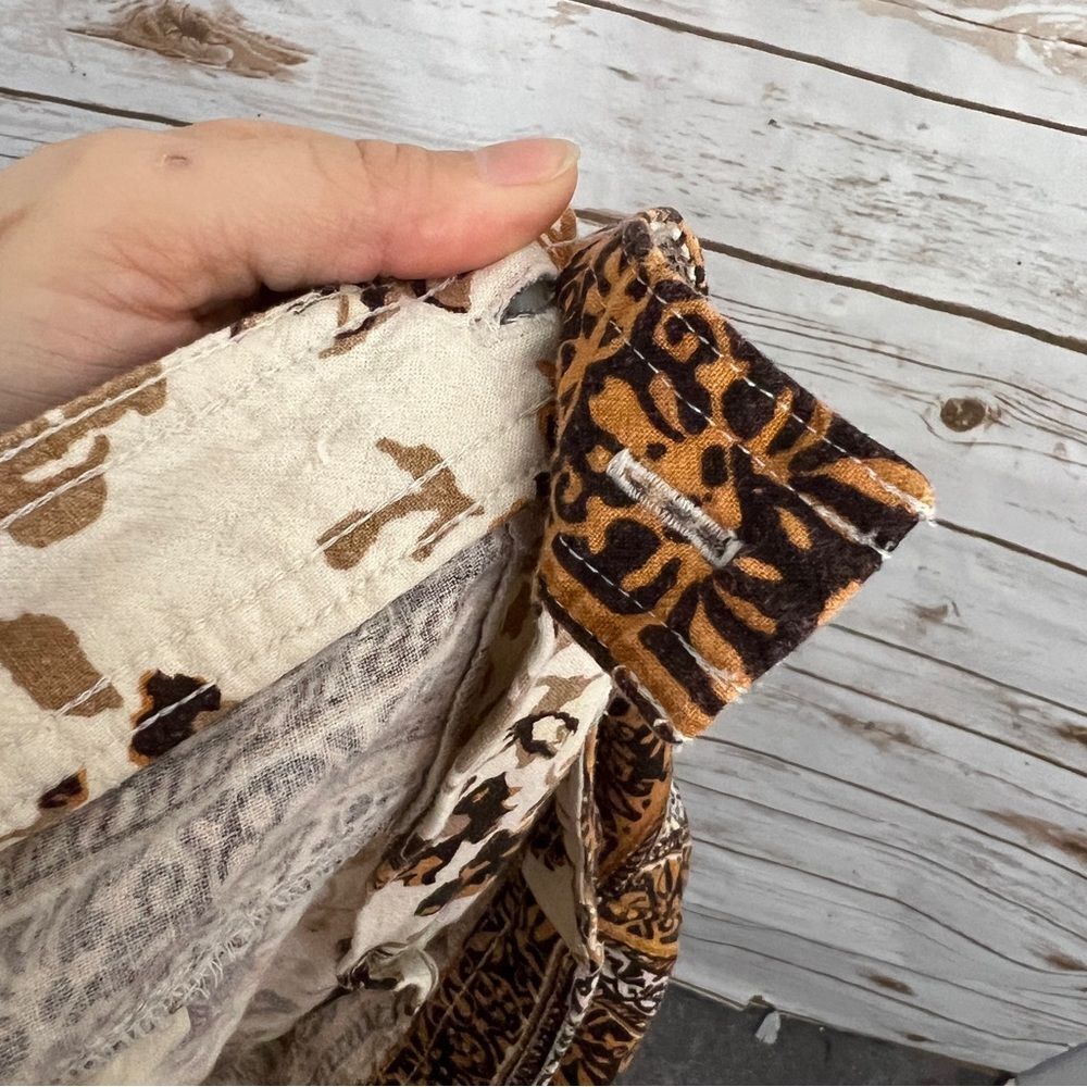 Anthropologie Brown Patterned Linen Blend Printed Jogger Pants - Picture 6 of 8